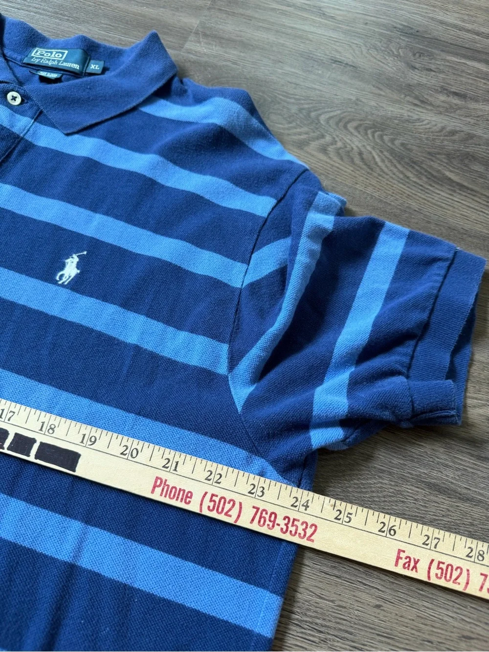 Polo Ralph Lauren Polo Shirt Men's XL Short Sleeve Blue Striped Cotton Pony Logo